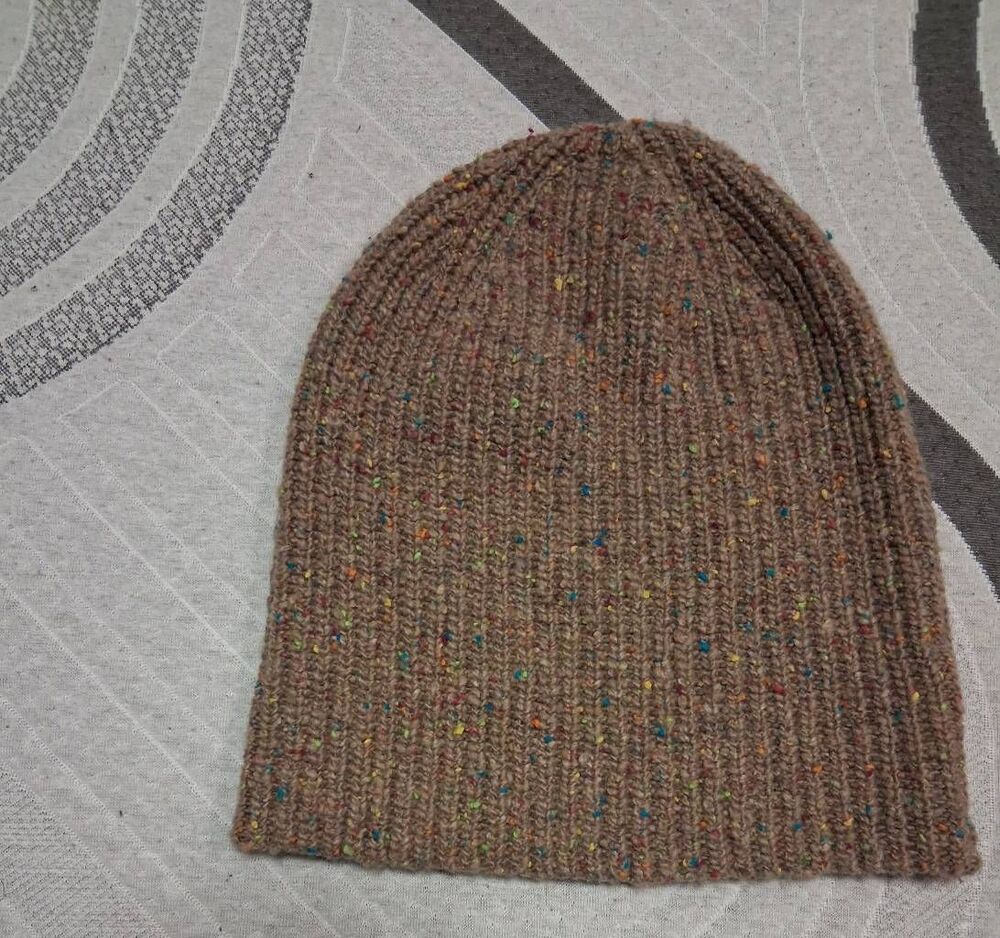 White + Warren womens tan knit hat winter camel caramel brown speckled wool